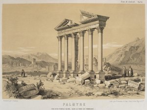 台無しにされた寺院、パルミラ、シリアのイラスト、レオンドラボルド、1838年による「航海en Asieマイナー」からの図 作： Leon de Laborde